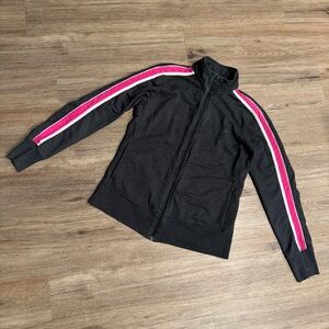 Reebok Grey Zip-up with Pink & White Stripes